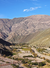 Argentina, Jujuy Province, Purmamarca, View of the surrounding mountains.