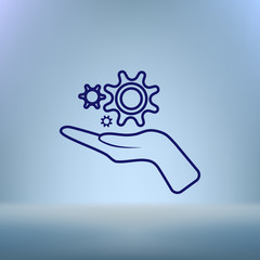 Hand and mechanism vector icon
