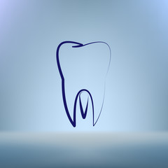 Flat paper cut style icon of tooth. Dentistry symbol