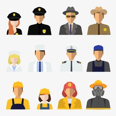 big set of different professions