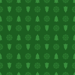 Holiday seamless pattern with christmas tree and snowflakes. Vec