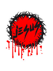 Horror blood drop color text font circle ring thorns crown jesus christ cool design round king