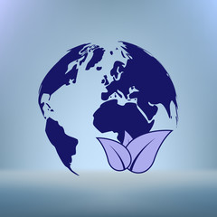 Flat paper cut style icon of eco planet