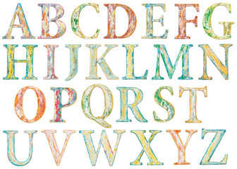 Painted wooden alphabet letters