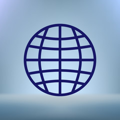 Flat paper cut style icon of globe