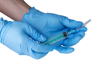 medical syringe in a hand