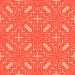 Red Ornamental Seamless Line Pattern. Endless Texture. Oriental Geometric Ornament