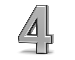 Obraz premium 3D Isolated Metal Metallic 4 Four Number Illustration.