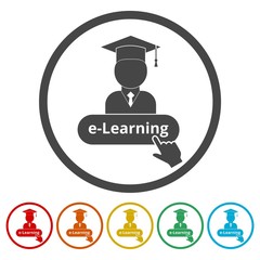 E-learning design, education icon 