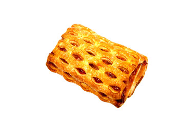 Homemade puff pastry with Apple jam  on a white background