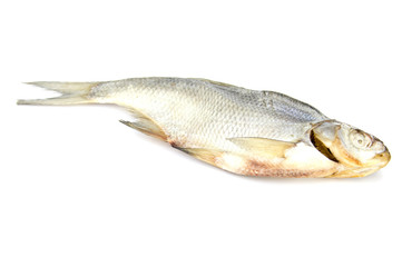 Dry fish isolated on white background. horizontal photo.