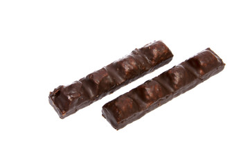 Chocolate candies isolated on white background.