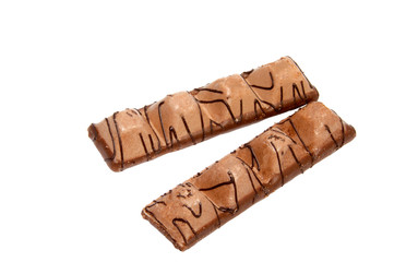 Chocolate candies isolated on white background.