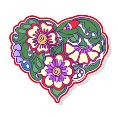 Love Heart fashion patch, badges, stripes, stickers. This illust
