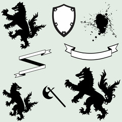 heraldic wolf coat of arms crest tattoo in vector format