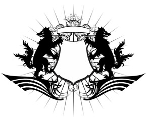 heraldic wolf coat of arms crest tattoo insignia in vector format