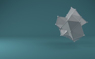 Dark gray pearl polygonal design on a blue background