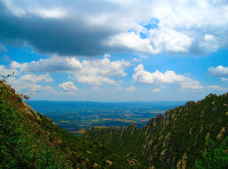 Fototapeta na wymiar Montserrat mountain near Barcelona, in Catalonia, Spain. Famous for the Virgin of Montserrat