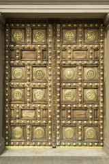Detail of the door ornaments and details from the Capitania General in Barcelona, Spain