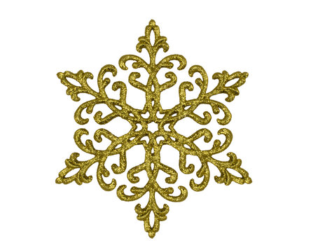 pendant in the form of golden snowflakes on a white background i