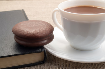 Cup of hot chocolate and cookies