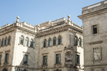 Fototapeta na wymiar Facade of building of Barcelona's City Council in Catalonia, Spain