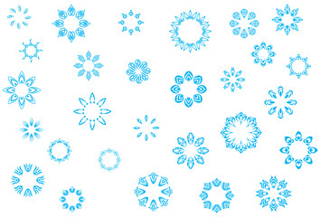 Crystallized snow flower petals collection for Christmas in wintertime