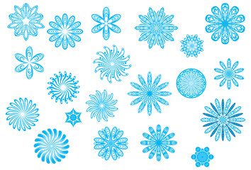 Crystallized, playful snowflakes and snow flowers collection for Christmas in wintertime