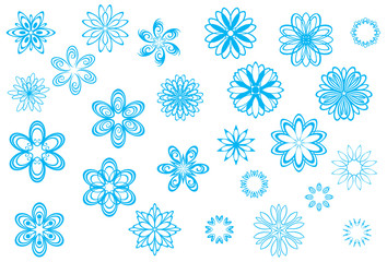 Crystallized, playful snowflakes and snow flowers collection for Christmas in wintertime