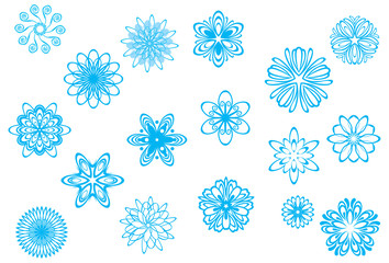 Crystallized, playful snowflakes and snow flowers collection for Christmas in wintertime