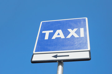 Sign of taxi station in Barcelona, Spain.