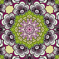 festival art seamless mandala pattern. Ethnic geometric print. Colorful frame background