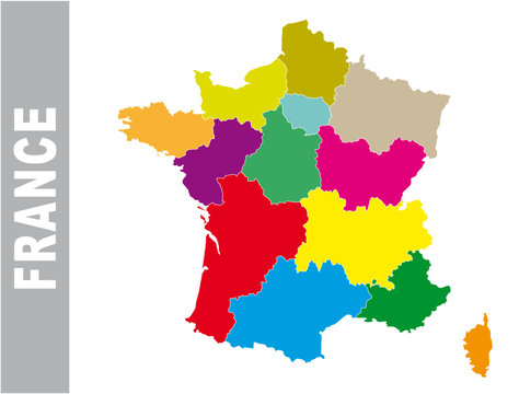 Colorful France administrative and political vector map