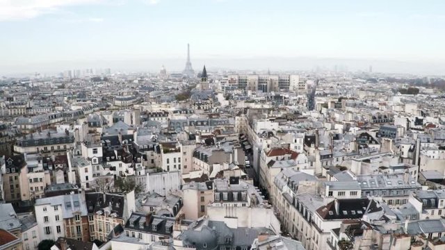 Aerial view of Paris with rooftop buildings 