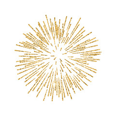Obraz premium Firework gold isolated. Beautiful golden firework on white background. Bright decoration for Christmas card, Happy New Year celebration, anniversary, festival. Flat design Vector illustration