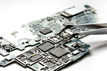 concept repair smartphone - parts of digital gadgets with tools