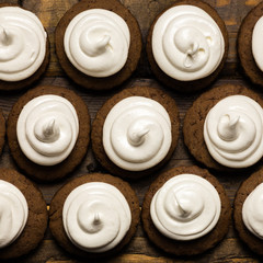 Hot chocolate cookies with marshmallow meringue