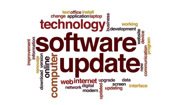 Software update animated word cloud.