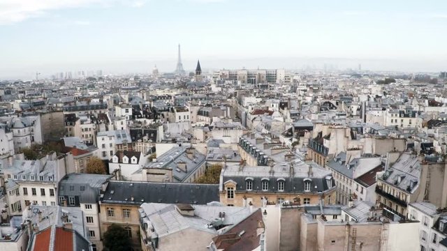 Aerial view of Paris with rooftop buildings 