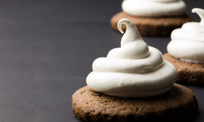 Fototapeta na wymiar Hot chocolate cookies with marshmallow meringue