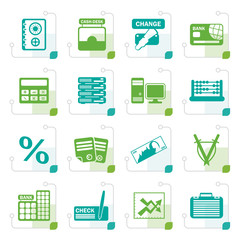 Stylized bank, business, finance and office icons - vector icon set
