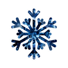 Snowflake mosaic icon. Blue silhouette snow flake sign isolated white background. Flat design. Symbol winter, frozen, Christmas, New Year holiday. Graphic element decoration. Vector illustration