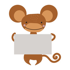 Wild animal monkey strike with clean plate board vector.