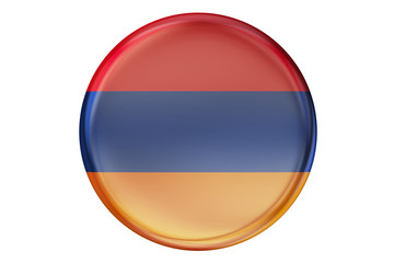 Badge with flag of Armenia, 3D rendering