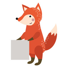 Wild animal fox strike with clean plate board vector.