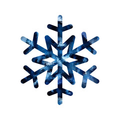 Snowflake mosaic icon. Blue silhouette snow flake sign isolated white background. Flat design. Symbol winter, frozen, Christmas, New Year holiday. Graphic element decoration. Vector illustration