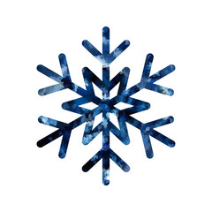 Snowflake mosaic icon. Blue silhouette snow flake sign isolated white background. Flat design. Symbol winter, frozen, Christmas, New Year holiday. Graphic element decoration. Vector illustration