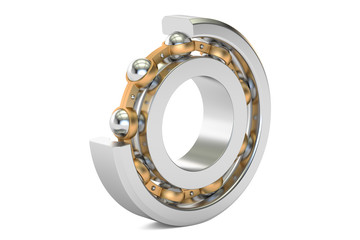 Ball bearing, cutaway. 3D rendering