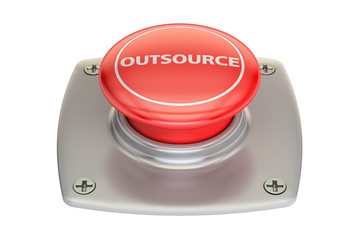 Fototapeta premium Outsource Red Button, 3D rendering