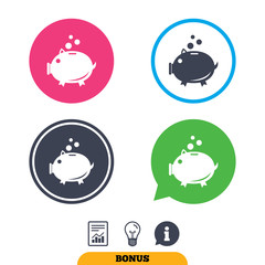 Obraz premium Piggy bank sign icon. Moneybox symbol.